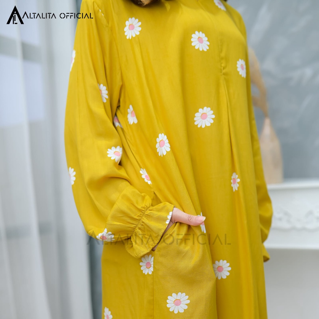 Altalita - Daster Panjang Rayon Busui Lengan Tangan Panjang Semata Kaki Jumbo LD 120 Bahan Katun Rayon Premium Motif Terbaru