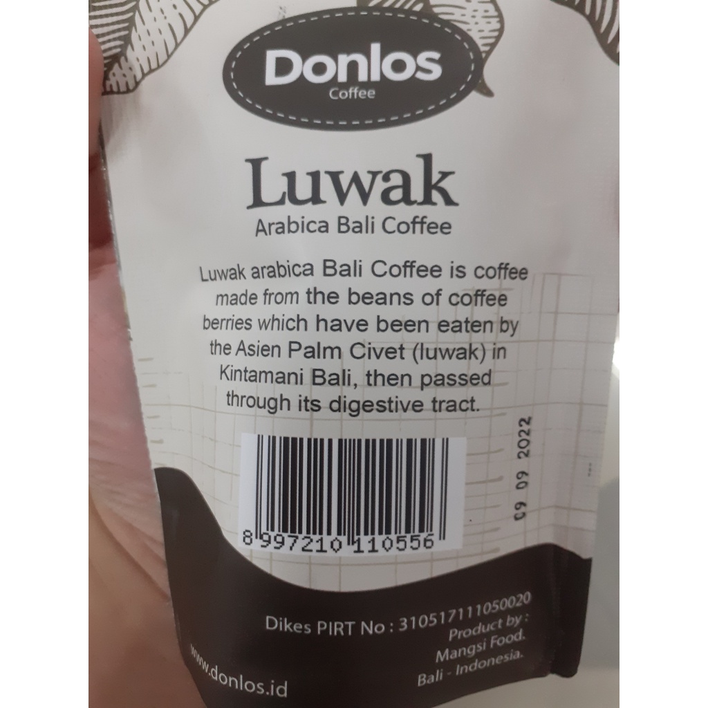 KOPI LUWAK &quot;DONLOS&quot; ARABICA ASLI KHAS BALI 50GR