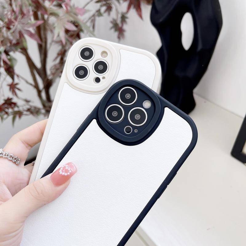 IPHONE Casing Kulit Oval Kamera Bulat Untuk Iphone12 11 Pro Max Mini Bumper Silikon Lembut Shockproof Cover Untuk Iphone6 6s 78 Plus Se2020 2022 X Xs XR Max