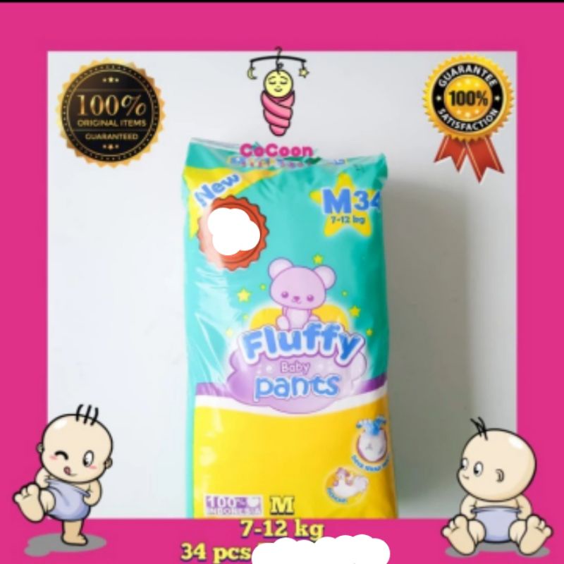 Popok Bayi Flufi Fluffy Pants M 34 M34 M34+6 M 34+6 Tipe Celana