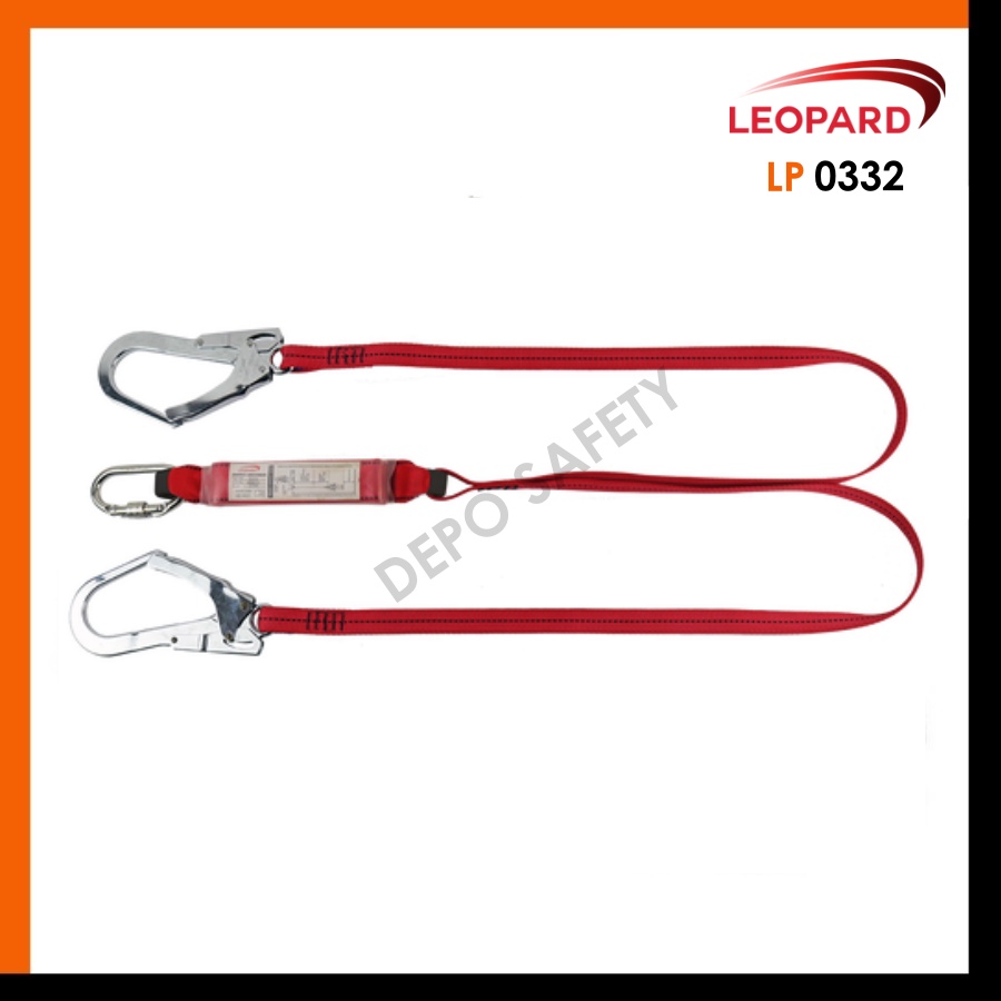 Double Big Hook Webbing Lanyard Plus Absorber Leopard LP 0322
