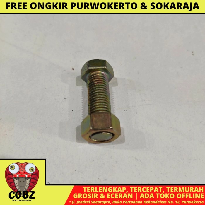 M10 X 30 MM / NM BAUT MUR KUNING HEXAGON DRAT HALUS PER BIJI