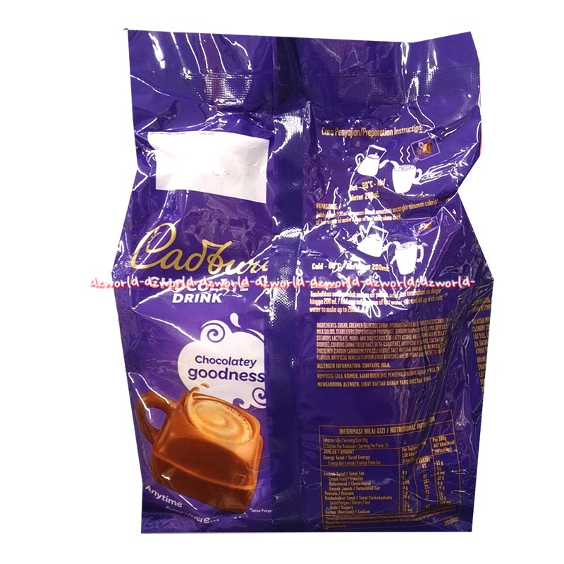 Cadbury hot Chocolate Drink 15sachet Minuman Coklat 3in1 Catbury Catburi Cadburi 15 sachet Coklat Bubuk Siap Minum Cadbury's