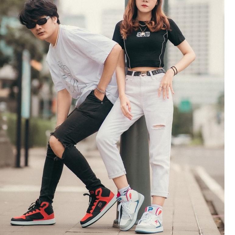 Murah PAULMAY - Sepatu Sneakers Pria Lisbon High - Grey Red