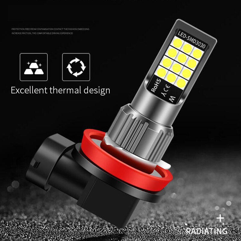 1Pcs 【LED】 Lampu LED Putih H11  Two Color 24SMD untuk Headlight / Fog lamp Mobil Lampu Depan 3030 SMD 12-24V Anti Kabut Untuk Mobil