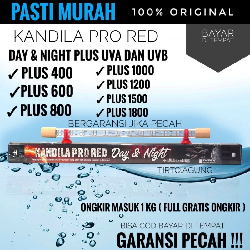 PROMO LAMPU LED KANDILA PRO RED DAY &amp; NIGHT VIEW PLUS UVA UVB UV A UV B SOFT TANING TANNING IKAN AQUARIUM AND AQUASCAPE ARWANA AROWANA KOI KOKI CHANA PBAS PRO PLUS 600 800 1000 1200 1500 3MODE 3 MODE SIANG AND MALAM 40cm 50cm 60cm 80cm 100cm 1 meter 50 80