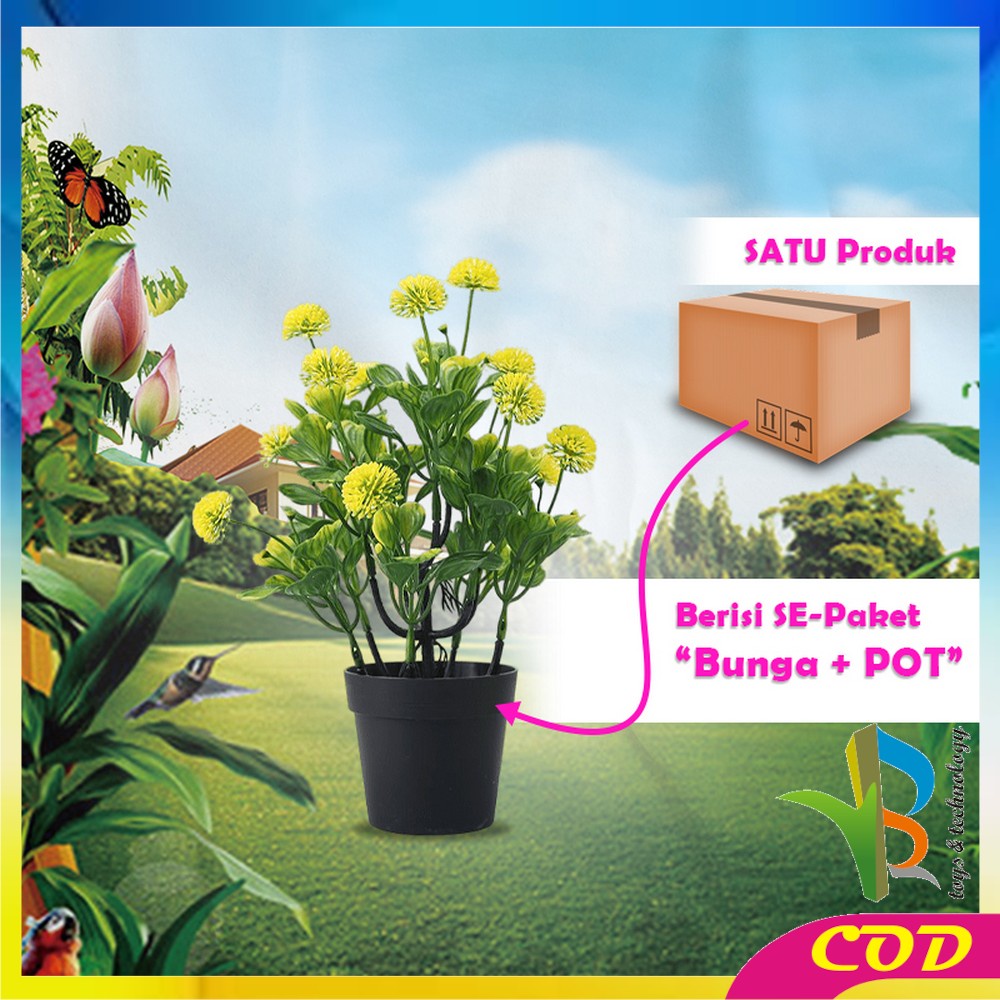 RB-C606 C611 Ornamen Tanaman Bunga Bonsai Plastik Dekorasi Meja Pajangan Tanaman Hias Artificial Flower / Bunga Hias Dekorasi Ruangan