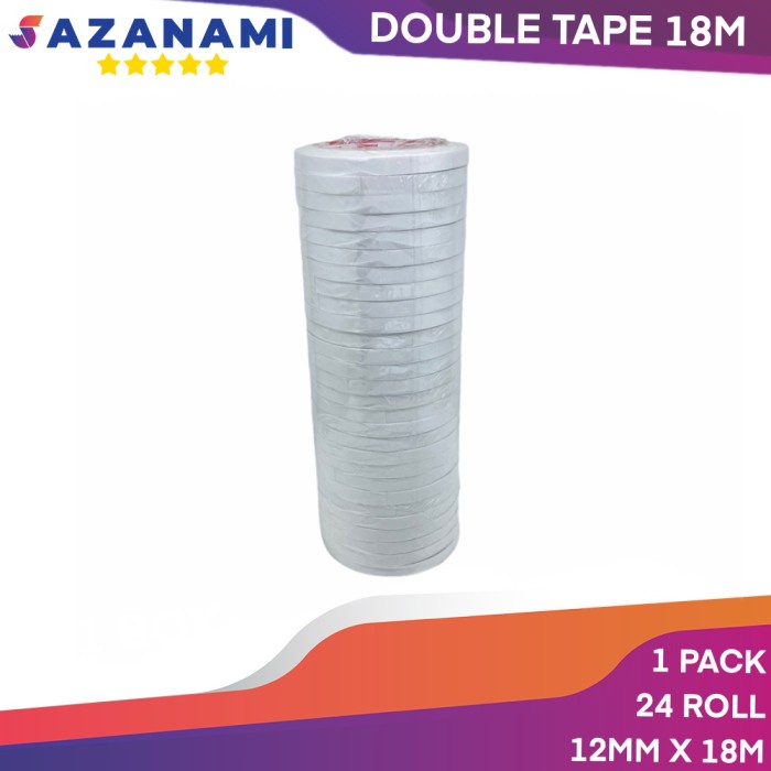 

DOUBLE TAPE 12MM x 18 METER DOUBLETAPE KERTAS PUTIH SAZANAMI ISI 24ROL