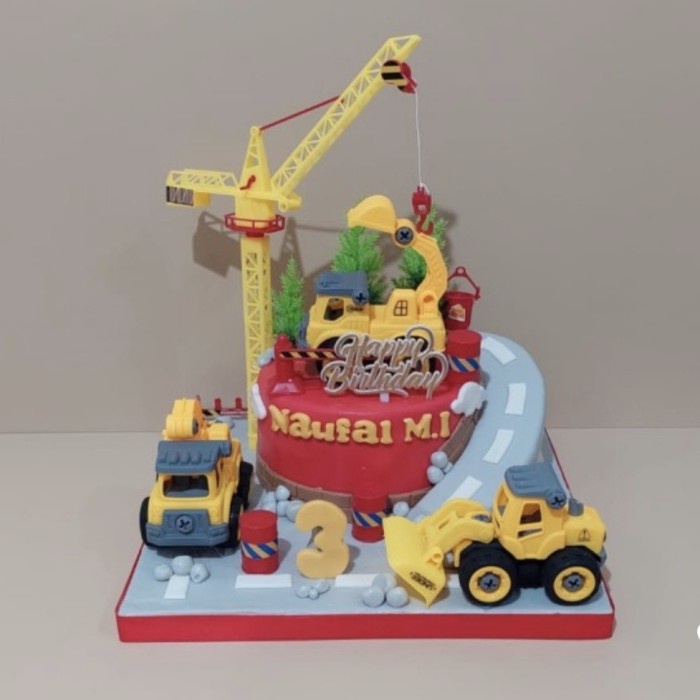 Mainan Anak SNI Konstruksi Beko Tower Crane Builder Truk/Topper Kue