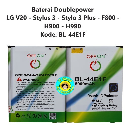 BATERAI DOUBLE POWER LG V20 STYLUS 3 STYLO 3 PLUS BL-44E1F F800 H900