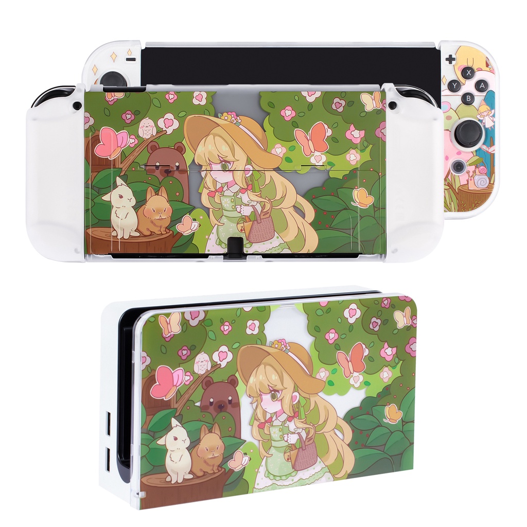 Switch OLED Hard Case Nintendo Switch Forest Girl Theme Casing Pelindung Untuk Switch OLED/Lite/V1 V2 Model Joy-con Case Penyimpanan Tas Aksesoris