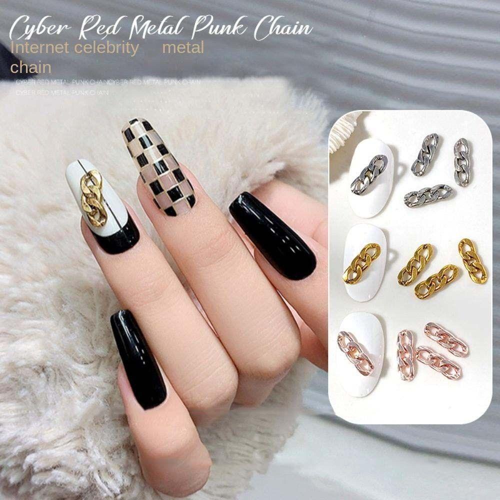 Mxbeauty Nail Art Rantai Logam Wanita Korea Emas Perak Manikur Aksesoris DIY Perhiasan Kuku Nail Art Dekorasi