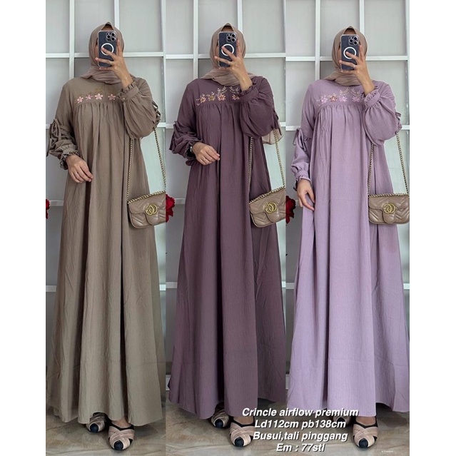 Gamis Emos Bordir Dada 319✨