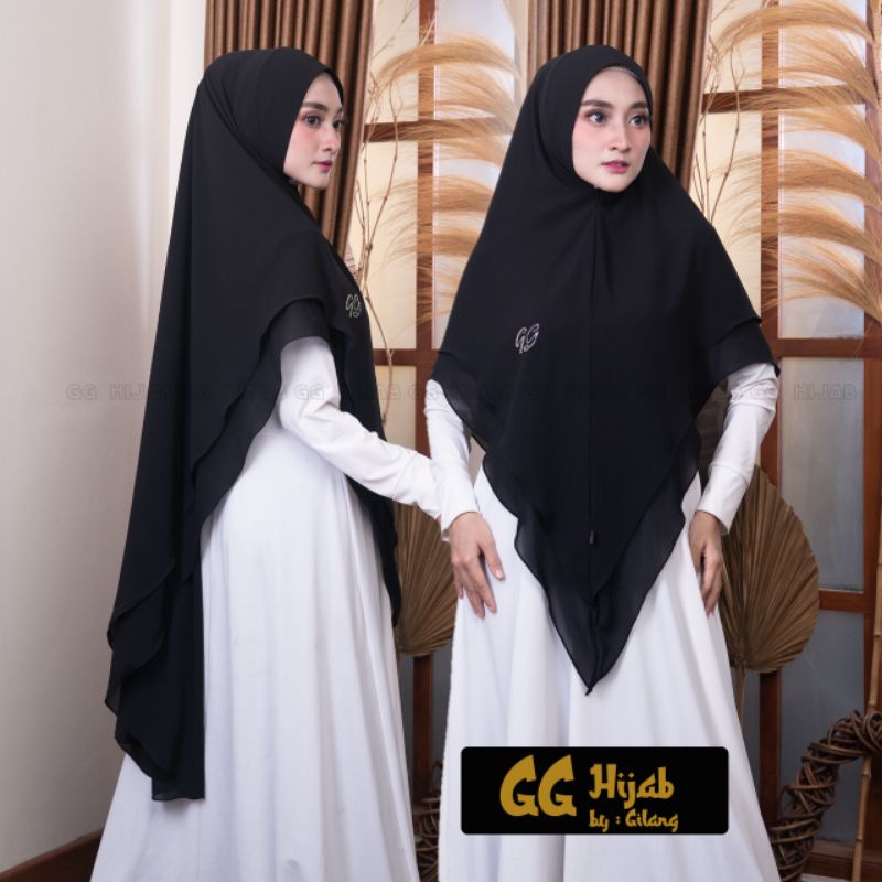 Zaja - Khimar Anisa Bahan Ceruty Babydoll Jahitan Butik Rapi Bahan Ngak Panas Hijab Jumbo Cantik Bergo Terbaru Yang Mewah  + Payet Pres Cantik Kerudung Import Kasual &amp; Elegant