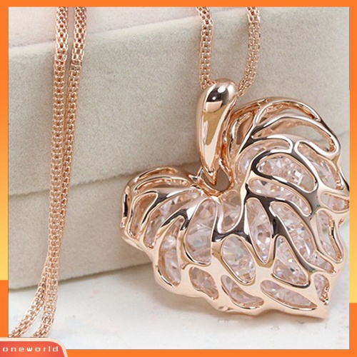 [WONE] Wanita Mode Berongga Hati Bib Pernyataan Panjang Sweater Rantai Kalung Perhiasan