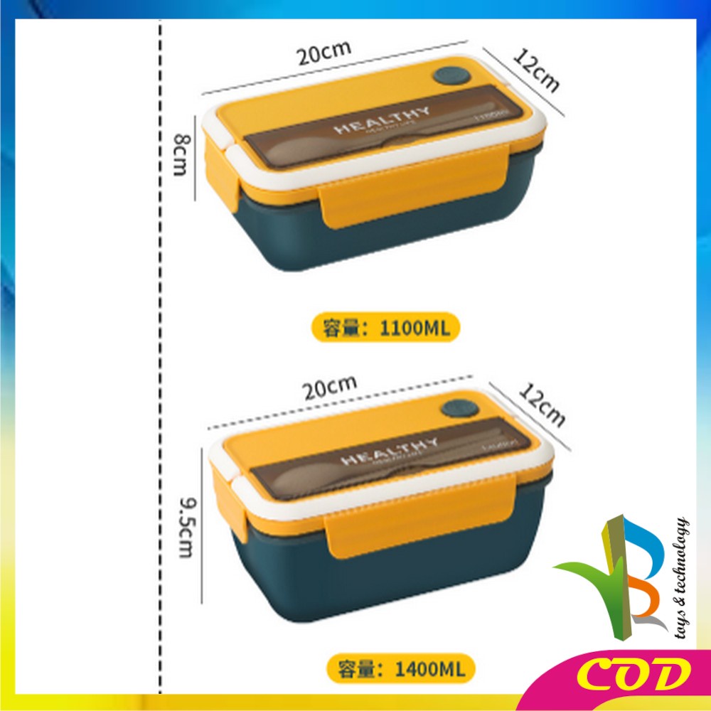 RB-C718 Kotak Tempat Makan Set Free Sendok Garpu dengan Pegangan Anti Tumpah / Tempat Bekal Bento Box BPA Free