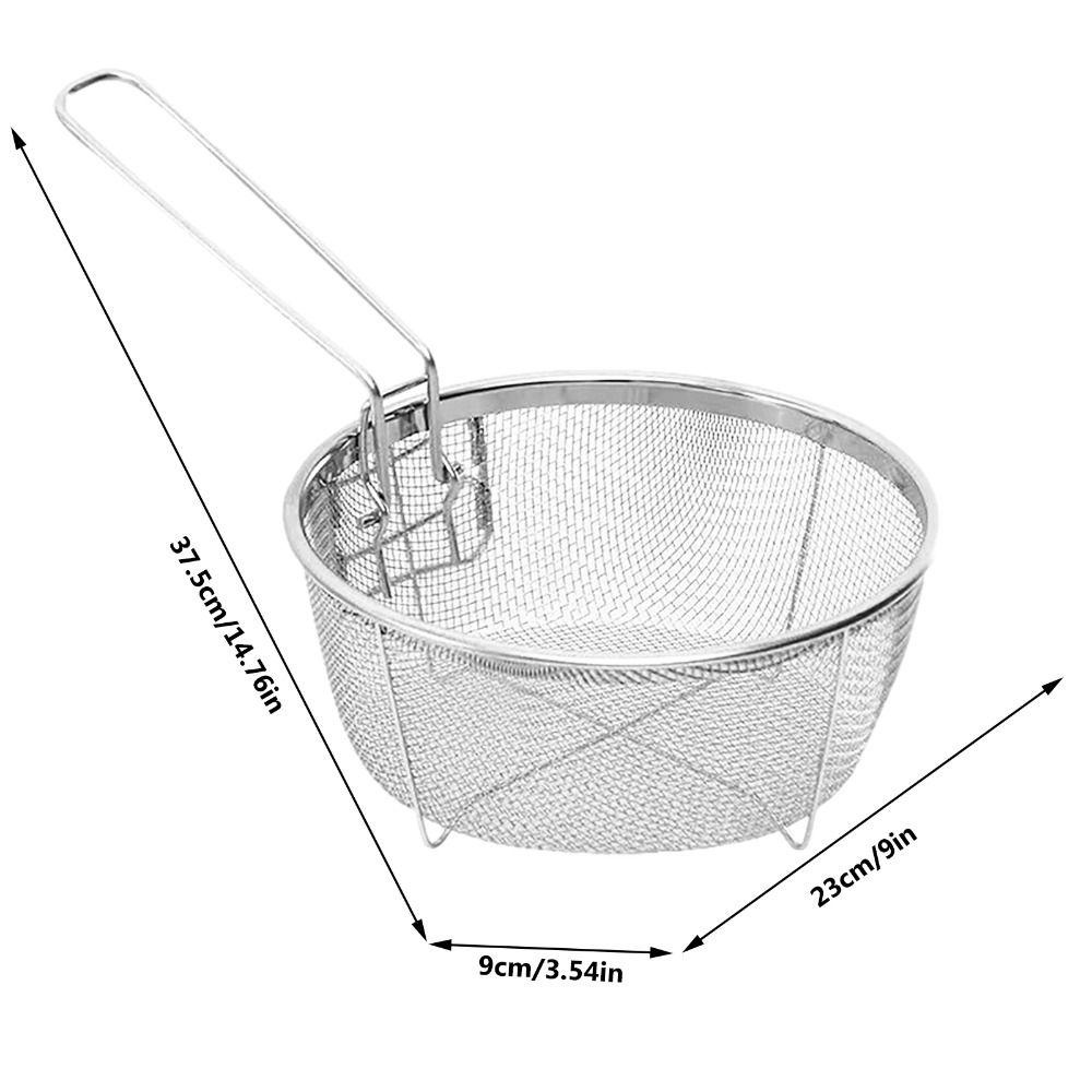 [Elegan] Keranjang Goreng Sayap Ayam Bawang Cincin Kentang Goreng Stainless Steel Dengan Pegangan Mesh Net Alat Masak