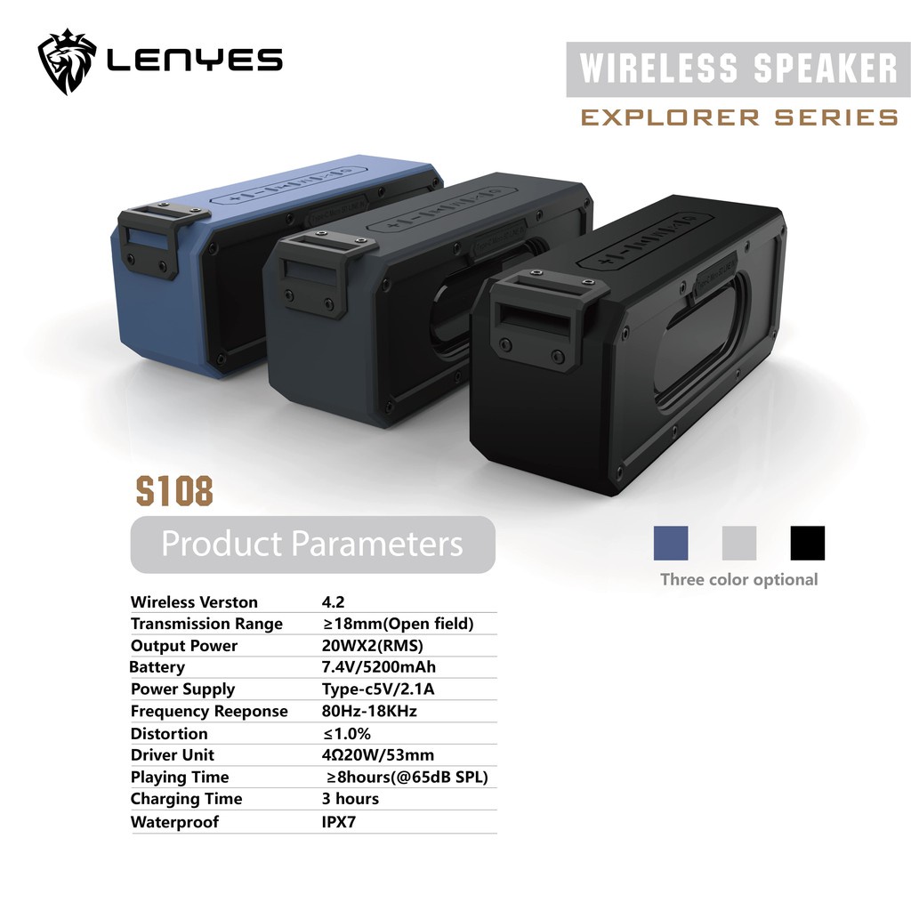 Speaker Bluetooth Portable Waterproof Tahan Banting LENYES S108 TWS