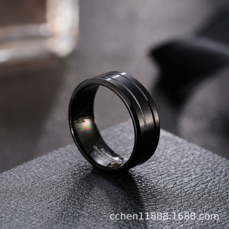 [X C jewelry] Vintage fashion Pria Anti Karat Cincin Hitam Aksesoris Perhiasan Pesta