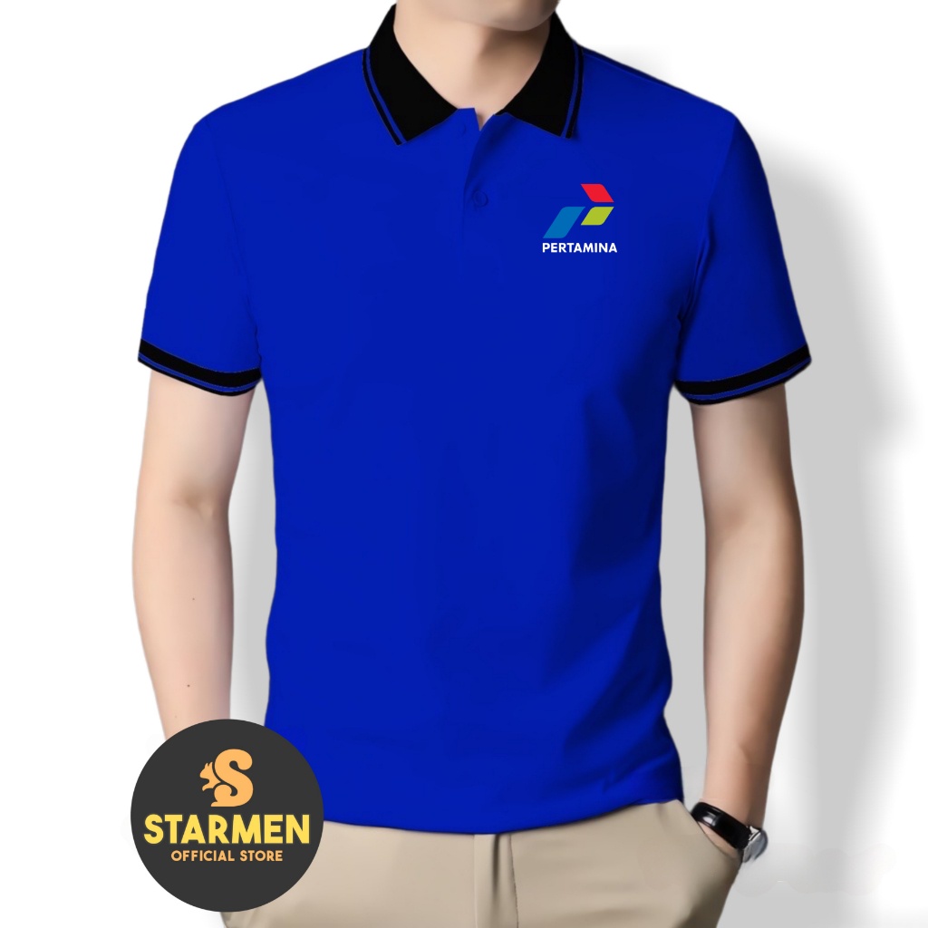 Kaos Polo Atasan Tshirt Pria Kerah Wangki Big List LOGO PERTAMlNA