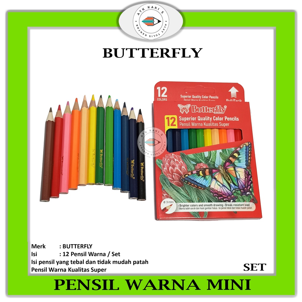

BUTTERFLY - Pensil Warna 12 Color Mini - Brighter Color - Set