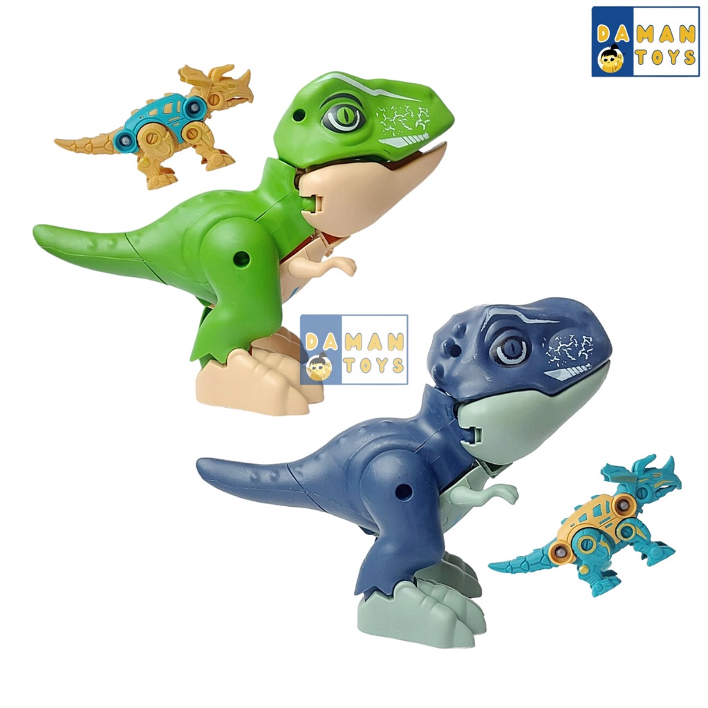 Mainan Dino Rakit Besar T-rex Velociraptor Dinosaurus Robot Dinosaur Snap Edukasi