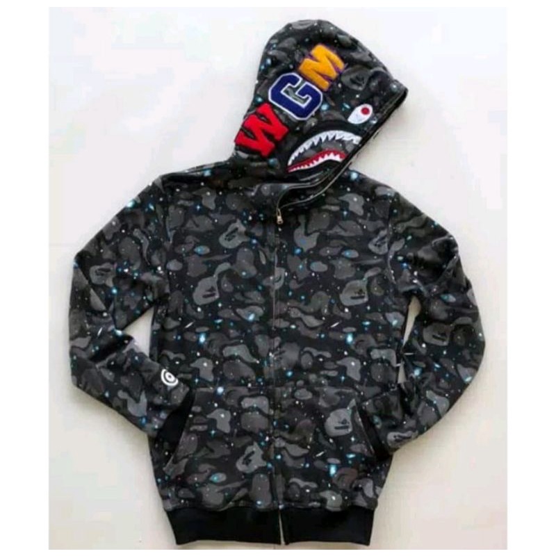 jaket/hoodie bape WGM shark galaxy (beda sisi beda gambar) (NEGOIN)