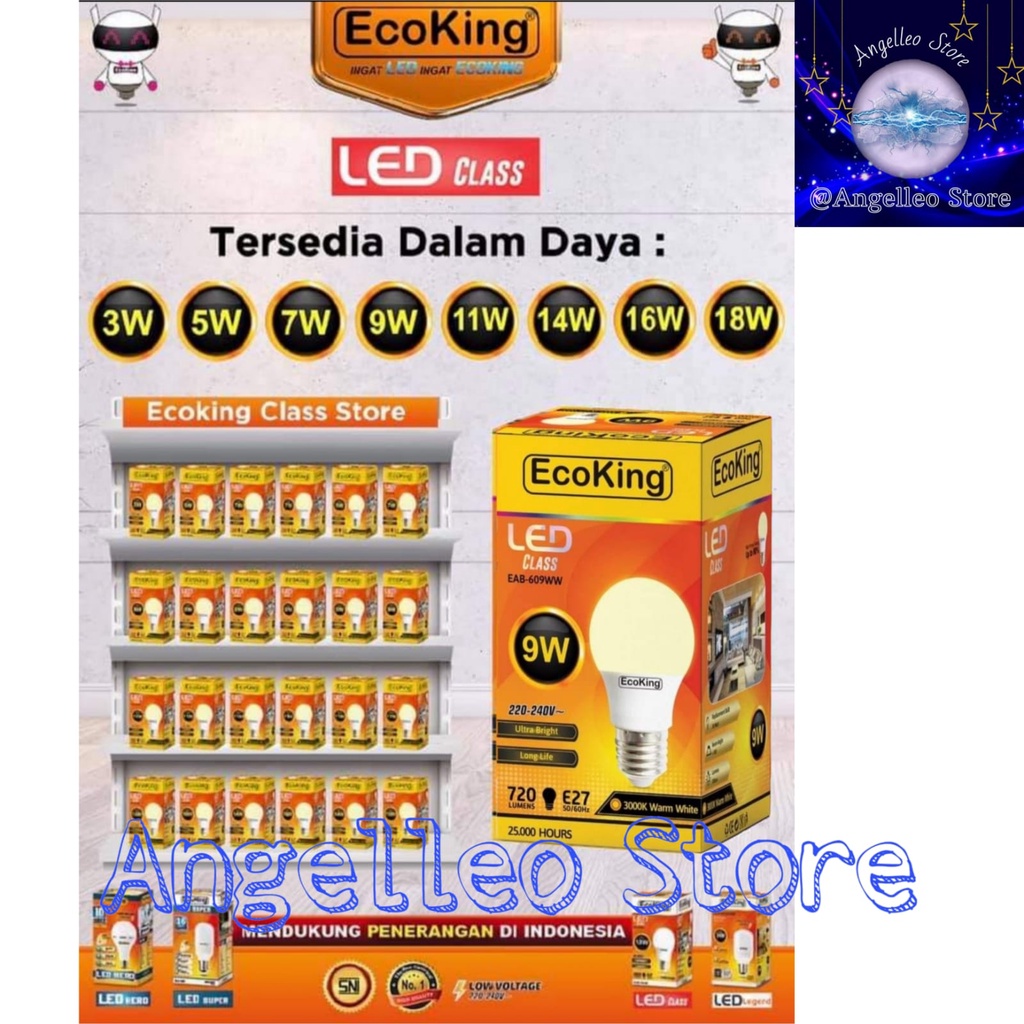 Lampu LED ECOKING~BULB~ECOKING CLASS~9 Watt ( Satuan )
