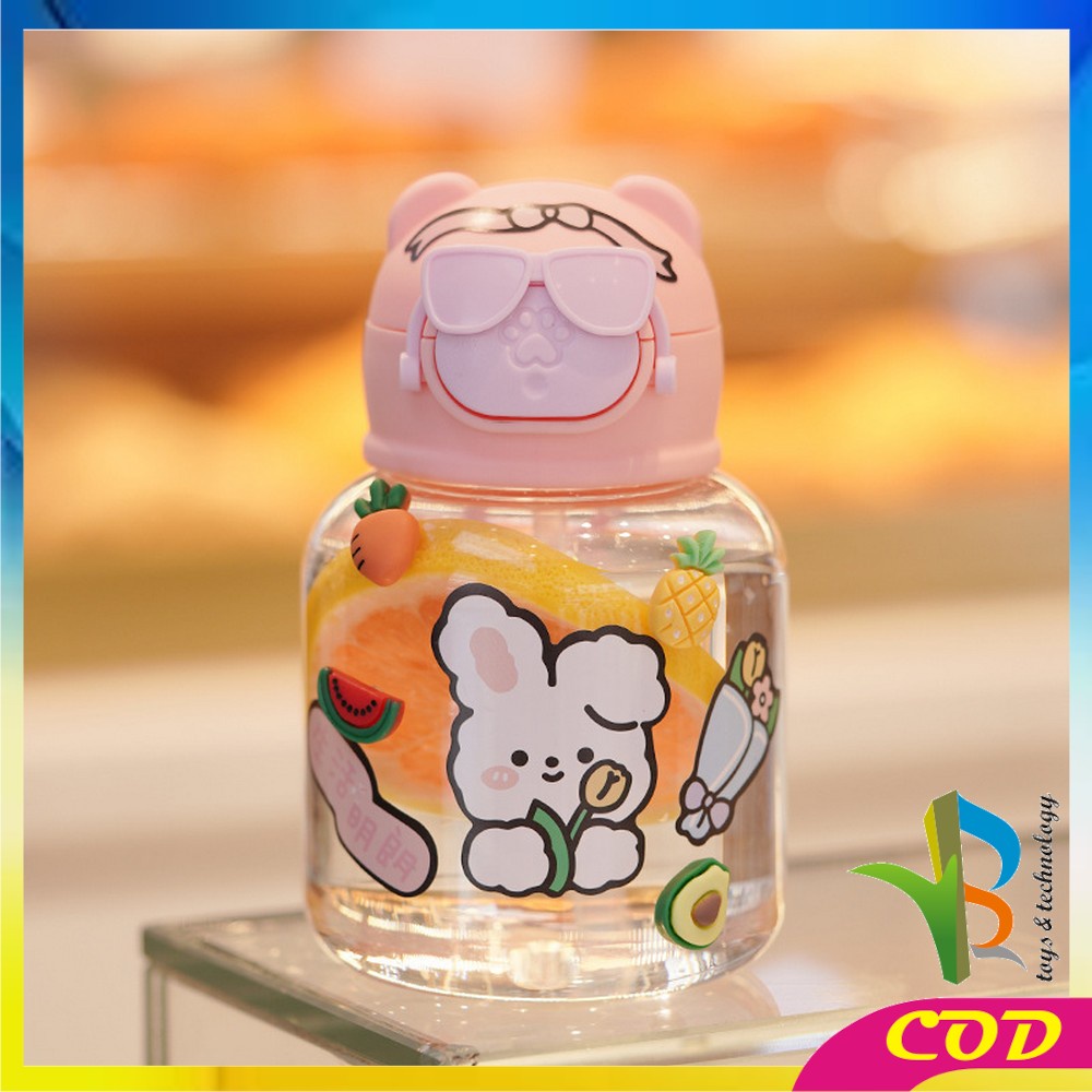 RB-C731 C732 Botol Minum Anak Sedotan Motif Boneka Kacamata 500ML / Tumbler Minum Anak Motif Karakter Kartun Gemoy