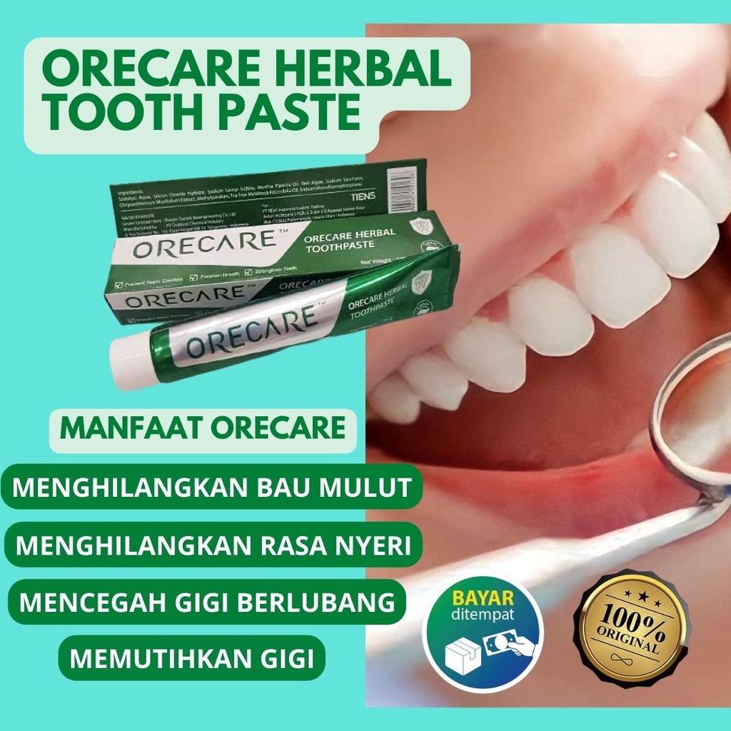 Jual PASTA GIGI HERBAL ORECARE PEMUTIH PEMBERSIH GIGI BERLUBANG