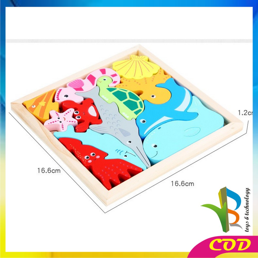 RB-M177 Mainan Puzzle 3D Wooden Toys Puzzle Kayu Mainan Edukasi Anak Jigsaw Puzzle Cocokkan Bentuk