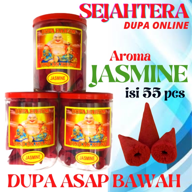 Dupa Tumpeng/Kerucut Asap Bawah Aroma “JASMINE” isi 55 pcs Toples MERAH