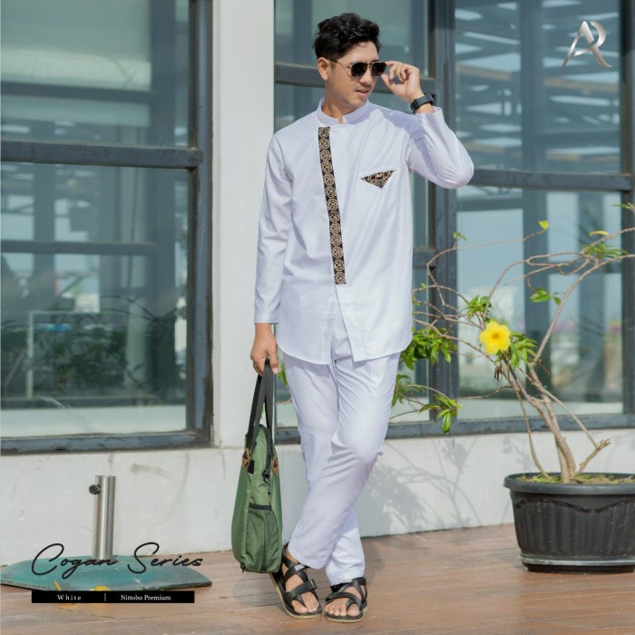 {FamilyStore} Cogan Series √ One Set Ori AR By Arya Saloka  Baju Kurta Terlaris - White XXXL Murah