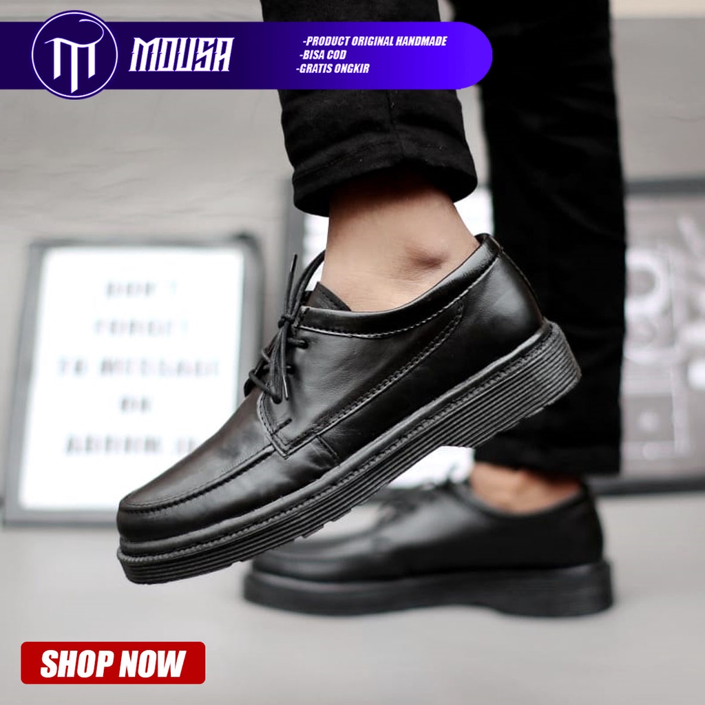 Sepatu Formal Pantofel Docmart Kerja Pria Hitam Mousa Jame