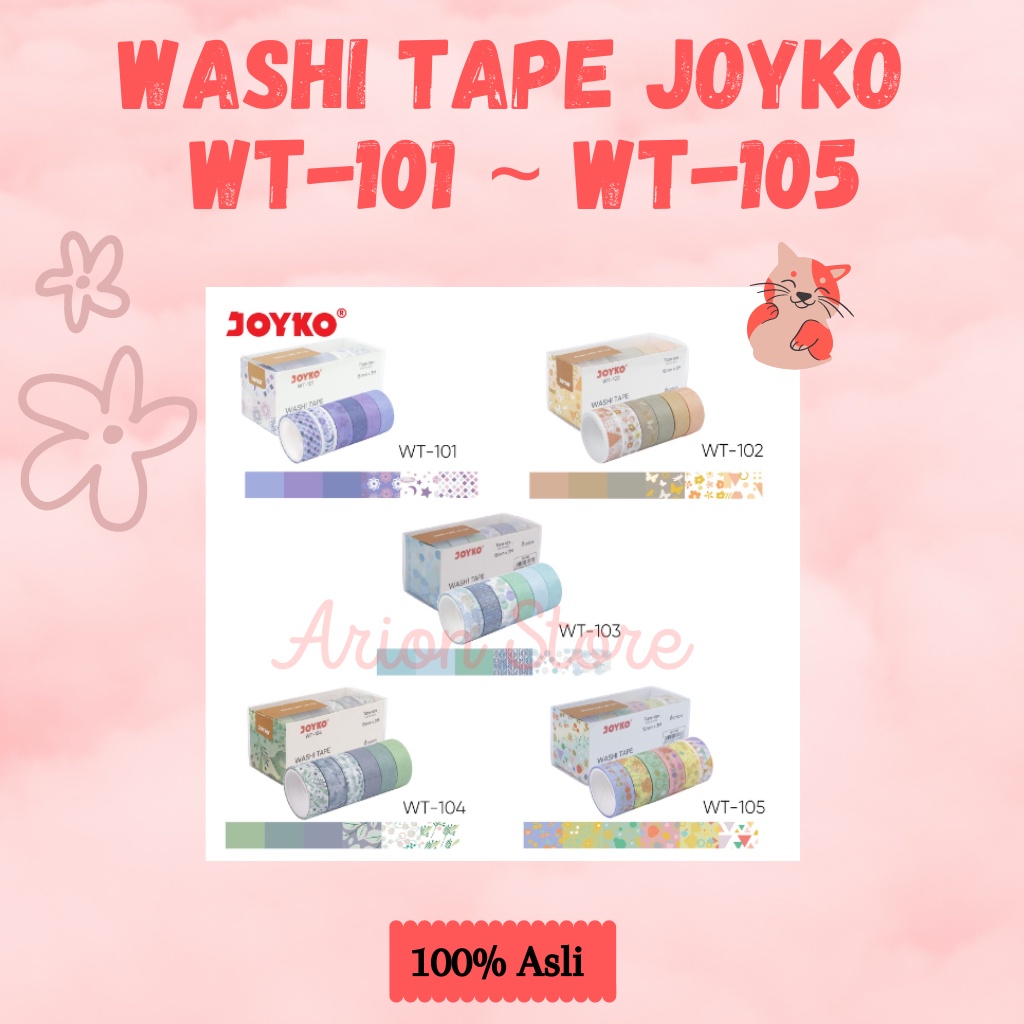 

[ARION STORE] Pita Perekat / Isolasi Washi Tape Joyko WT-101 / WT-102 / ET-103 / WT-104 [6 ROLL]