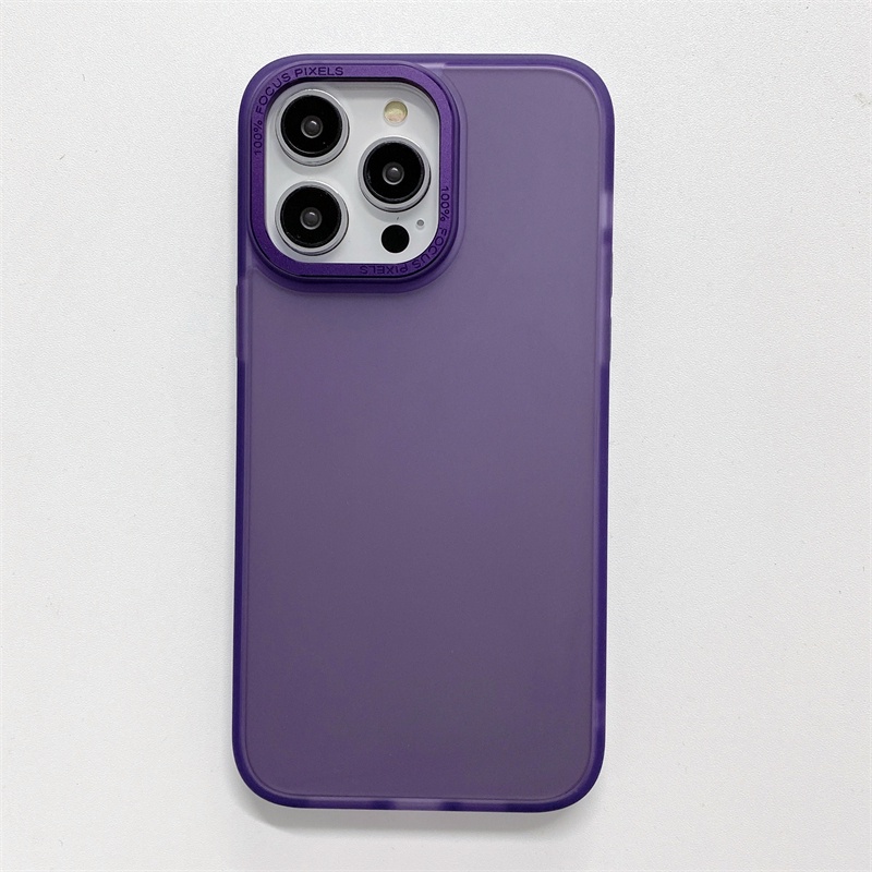 IPHONE Kualitas Tinggi Casing Pelindung Matte Transparan Untuk Iphone14 13 12 11 Pro X XS Max XR 14Plus Bingkai Foto Metal Desain Warna Anti Jatuh Case