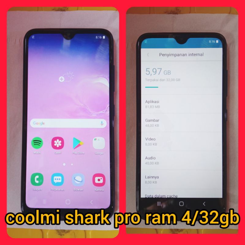Jual hp coolmi shark pro ram 4/32gb