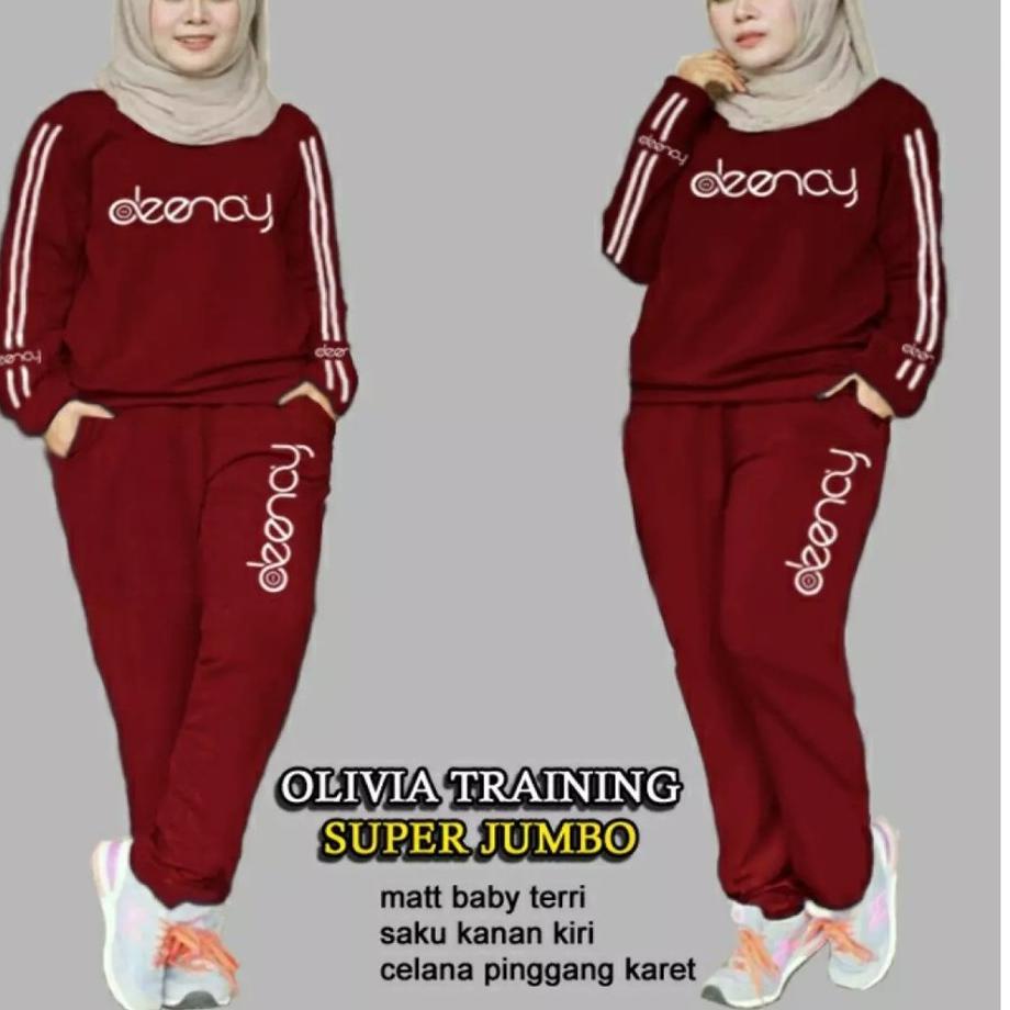 Star Seller OREA TRAINING OLIVIA pakaian santai set training,pakaian wanita jumbo set olahraga terla