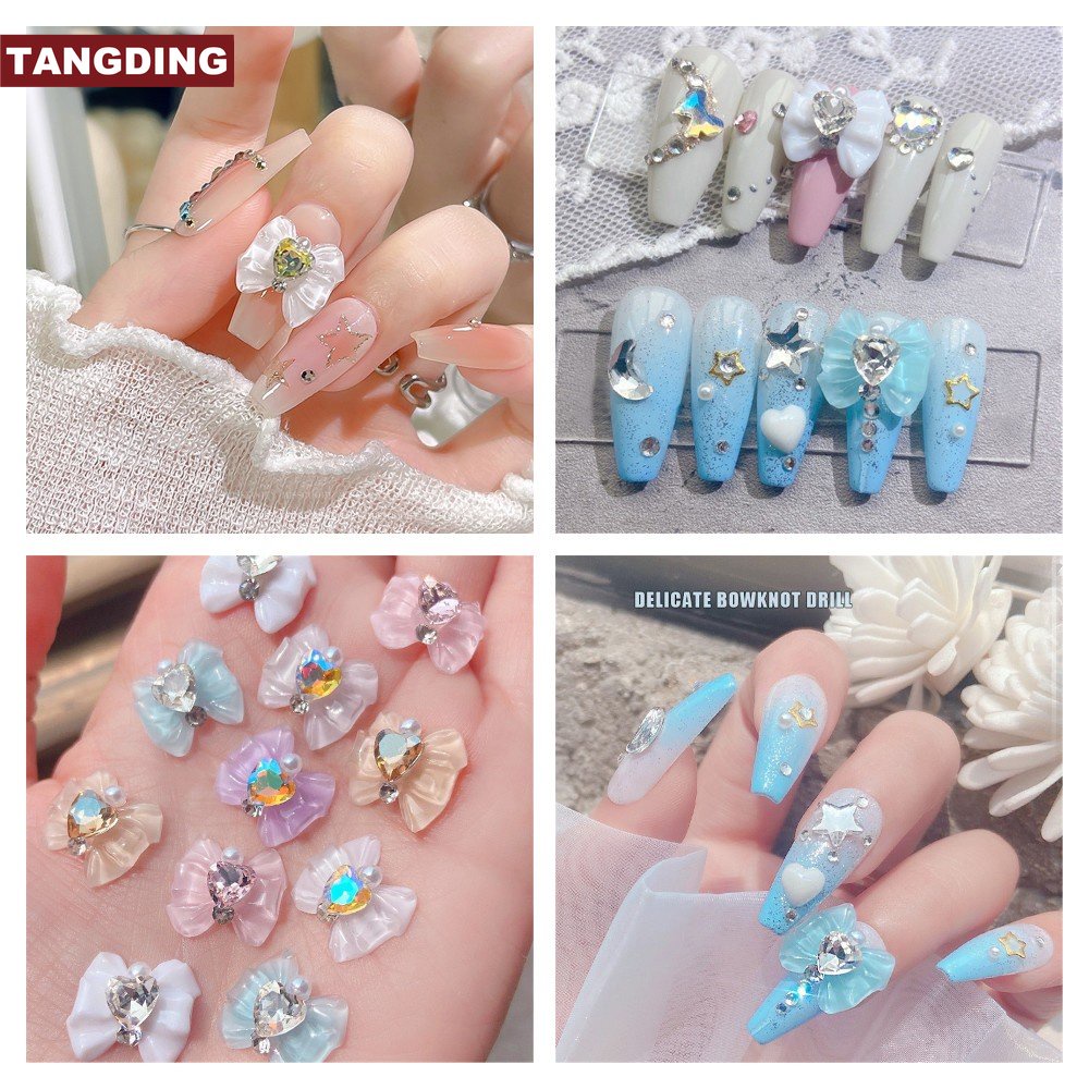 [COD Tangding] 10PCS Ikatan Simpul Berlian Nail Art Aksesoris Gadis 3D DIY Manicure Dekorasi