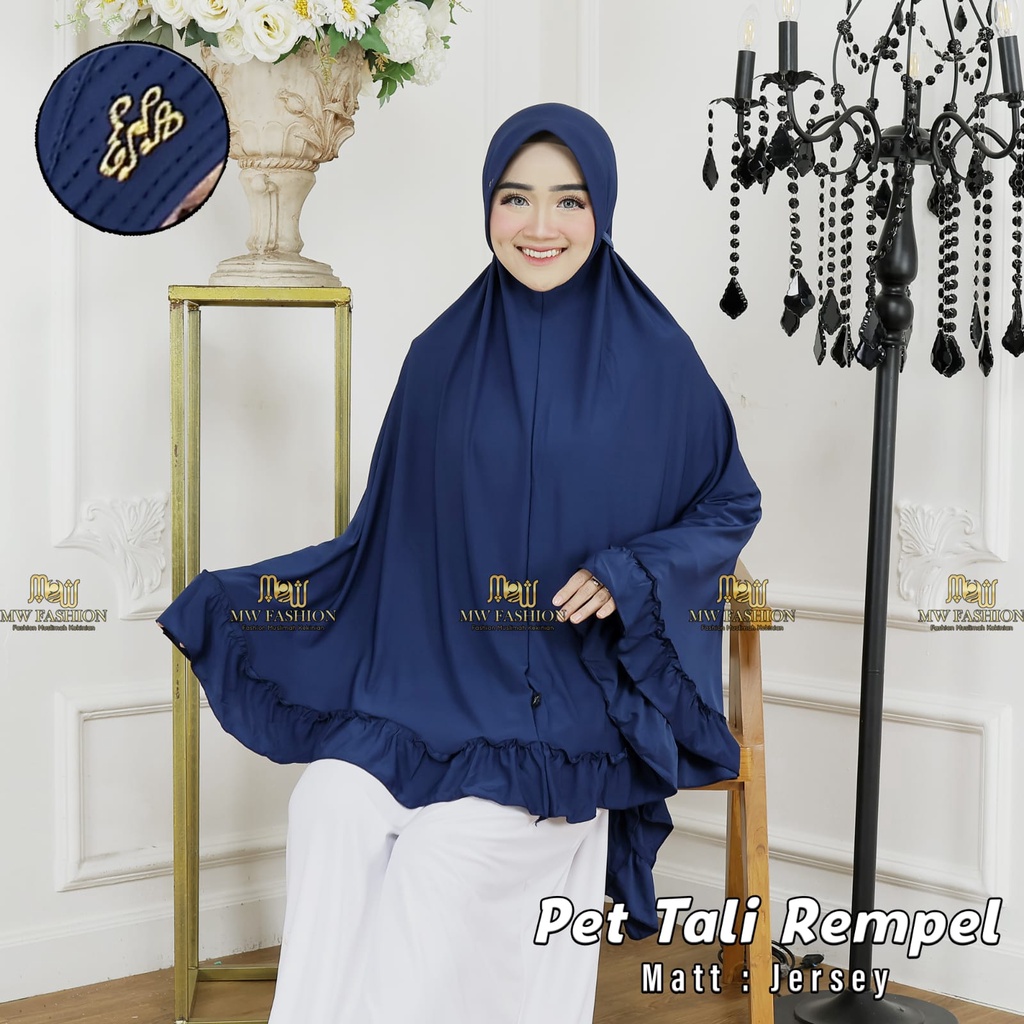 MAWADDAH Jilbab Syari Super Jumbo Rempel Model Pinguin Bahan Jersey (Pet Tali Rempel)