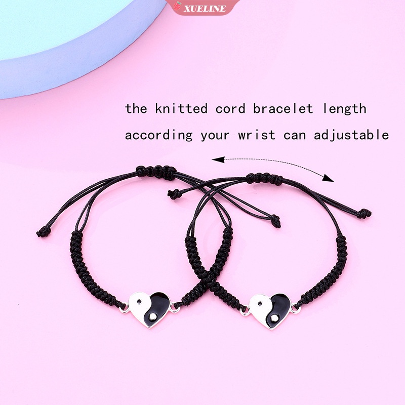 2buah Set Gelang Hitam Dan Putih Gaya Retro Cina Tai Chi Alloy Braided Gelang Pria Dan Wanita Pasangan Fashion Perhiasan [ZXL]