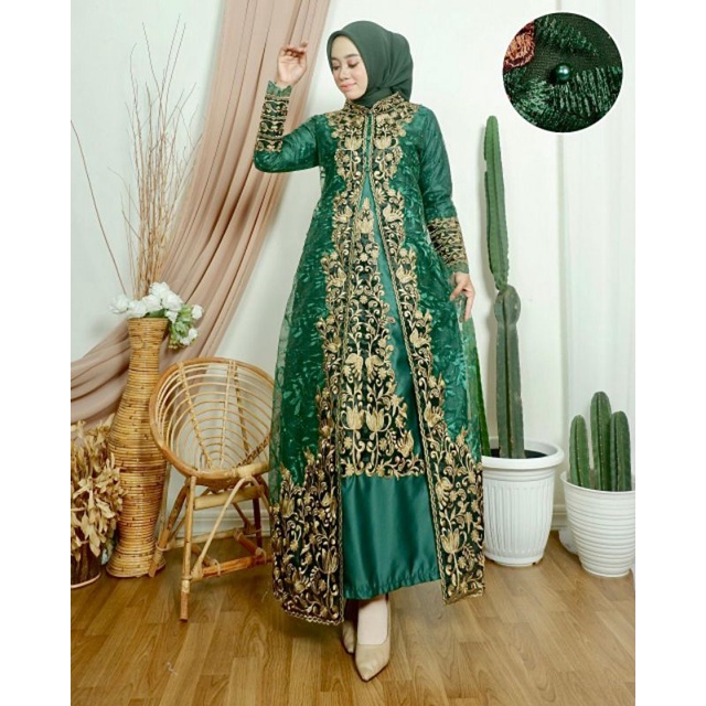 GAMIS KHARISMA // BAHAN TILLE BORDIR MUTIARA MIX SATIN VELVET // BAJU PESTA // BAJU WISUDA // KEBAYA MODERN // By Pelangi Jaya