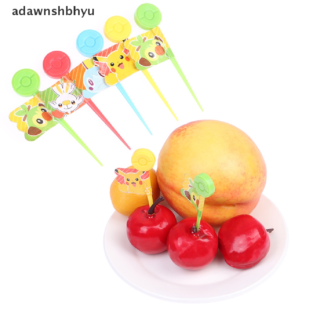 Adawnshbhyu 5Pcs Pokeball Garpu Buah Snack Kue Dessert Makanan Tusuk Gigi Bento Lunches Decor ID