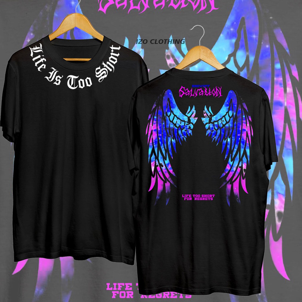 Baju Kaos Jepang Pria Wanita Keren Lengan Pendek Sayap Warna Warni Hitam Putih Terbaru Motif Distro 