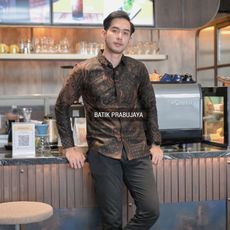 DANAPATI Kemeja Batik Pria Dewasa Modern Premium Lengan Panjang Full Furing - Baju Hem Batik Pria Cowok Anak Muda Kondangan Pesta Kerja