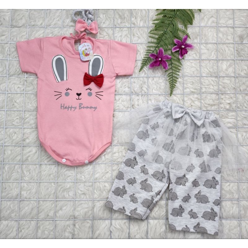 baju bayi perempuan Set tutu jumper Little bunny