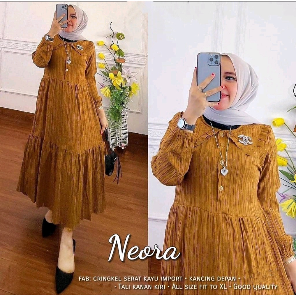 Neora Midi Dress Lady Crush Dress Crinkle Dress Busui