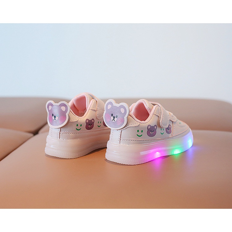 babyfit BEARY BEAR sepatu sneakers anak dengan lampu LED import tali velcro ty-0610r