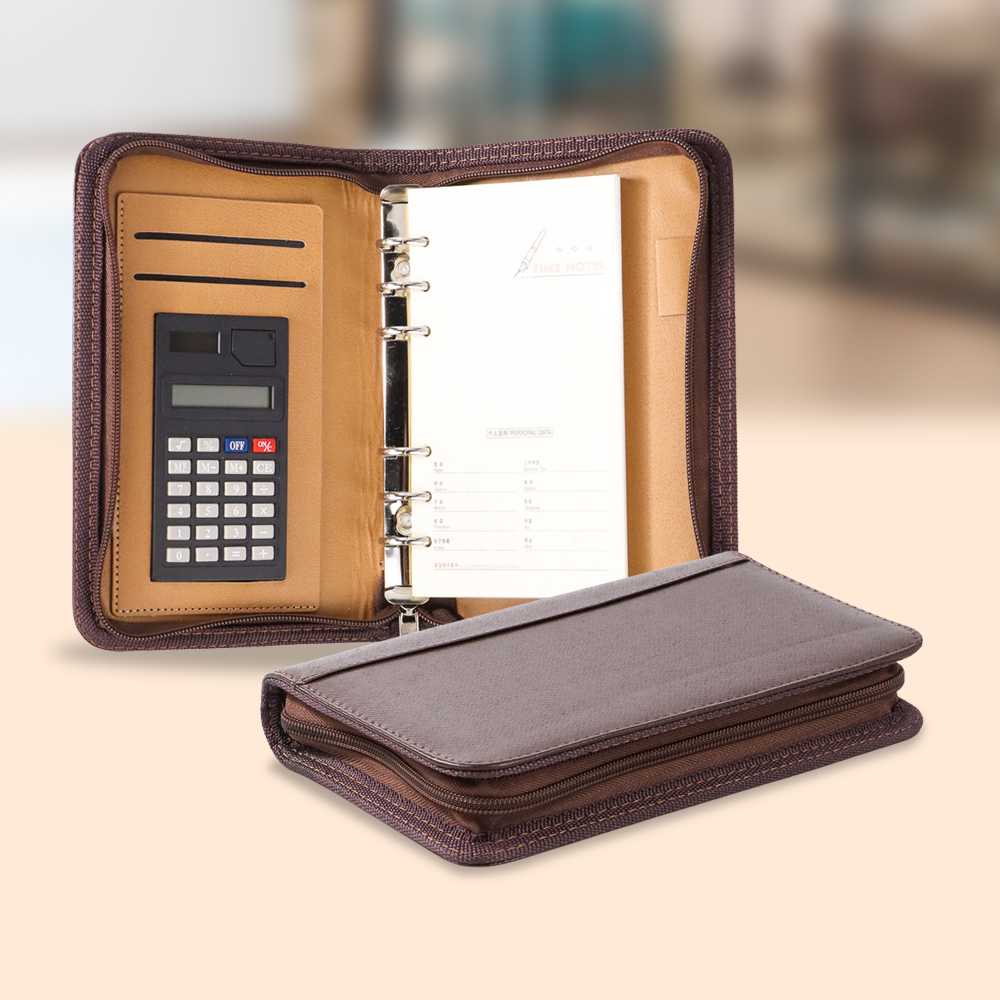 

Organizer Keren / Buku Catatan Binder Note Cover Kulit with Kalkulator