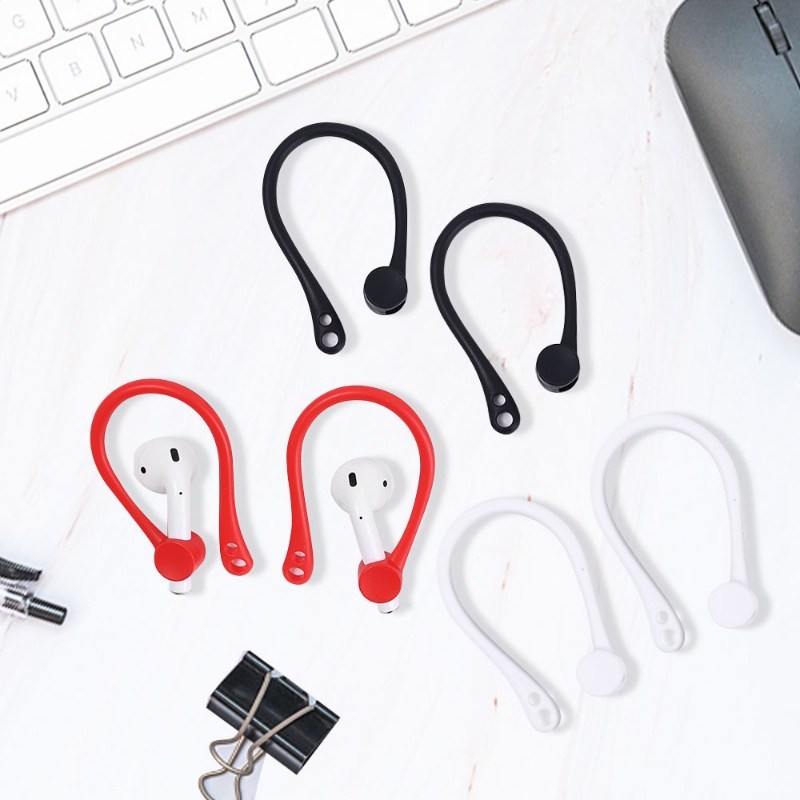 1pasang Silikon Anti Hilang Earphone Holder/ Earhook Headset Nirkabel Olahraga Tahan Lama/ Earbud Pelindung Earphone Aman Portabel